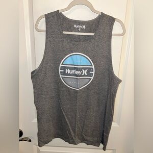 Hurley Heather Gray Tee with Blue and White Logo